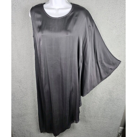 Stark X Dress Womens M Black Asymmetric Satin Scoop Neck - Picture 14 of 16